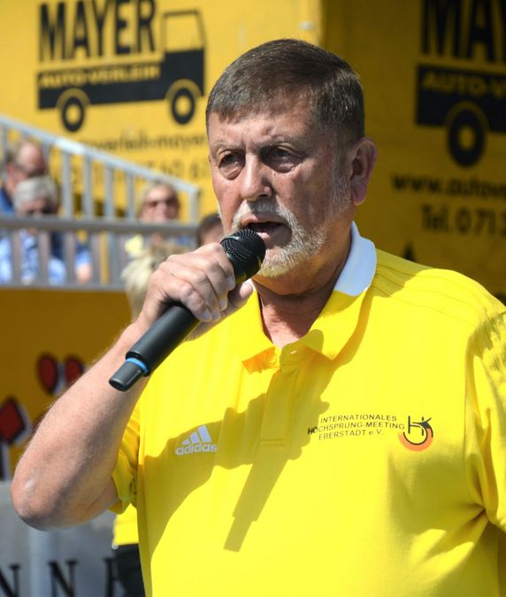 Moderation des int. Hochsprungmeetings Heilbronn (Foto: Ewald Walker)